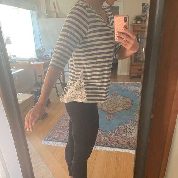 Blue/white striped lace edge top by Yuni L.A. - Picture 5 of 5